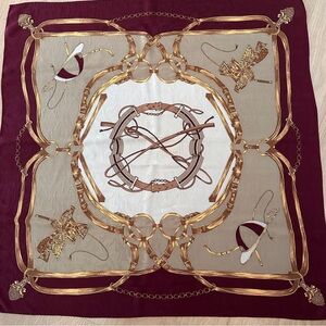 Large Silk Scarf Equestrian Print 32”x32”